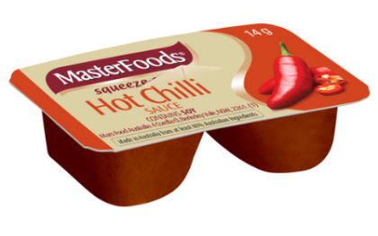 Masterfoods Sauce Chilli Hot Squeeze 100 X 14Ml
