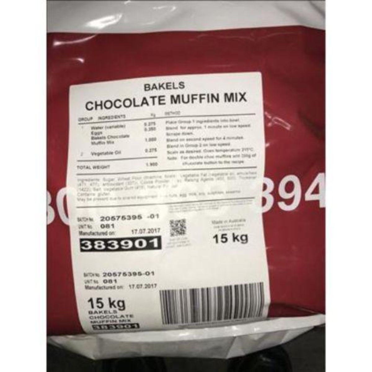 Bakels Muffin Mix Chocolate 15Kg