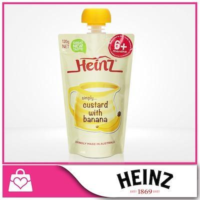 6 X Heinz Baby Food Custard With Banana Pouch 120G