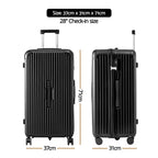 Wanderlite 28" Trunk Luggage Suitcase Travel 5 Wheels Type-C Port TSA Black