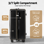 Wanderlite 28" Trunk Luggage Suitcase Travel 5 Wheels Type-C Port TSA Black