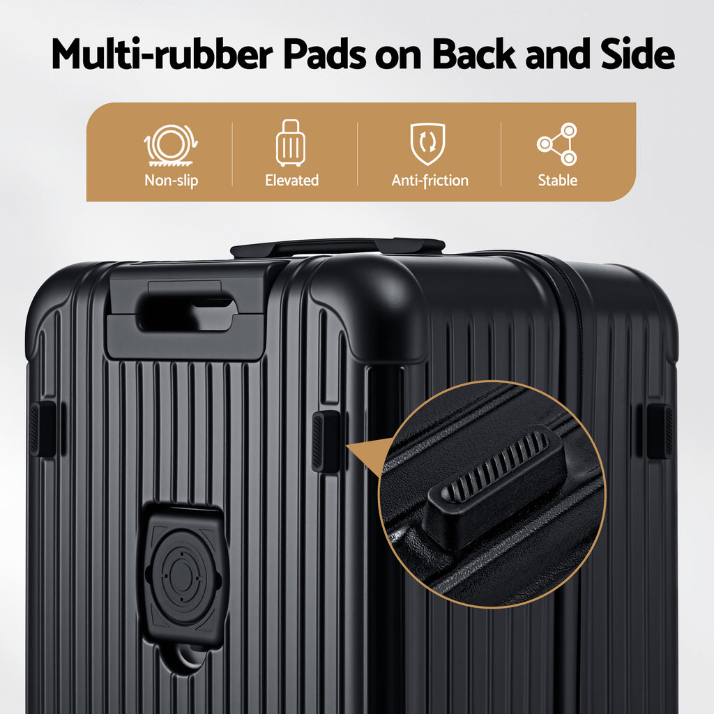 Wanderlite 28" Trunk Luggage Suitcase Travel 5 Wheels Type-C Port TSA Black