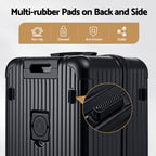 Wanderlite 28" Trunk Luggage Suitcase Travel 5 Wheels Type-C Port TSA Black