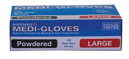 1000 Gloves Vinyl Blue Large Powdered