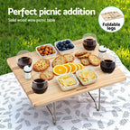 Alfresco 4 Person Picnic Basket Set with Table Blanket Cooler Wooden Insulated