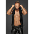 Noir Snake Wetlook Sleeveless Zip Up Top With Sheer Hood - Black - Extra Large