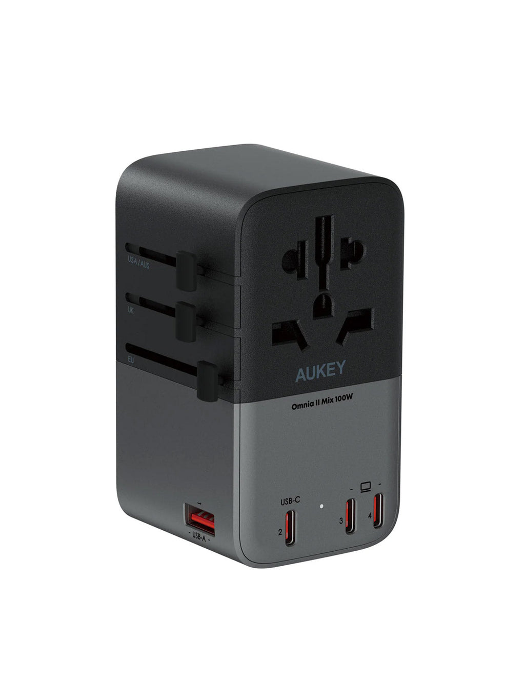 Aukey Travel Mate 100W GaN Universal Adapter with USB ports (PA-TA09A)