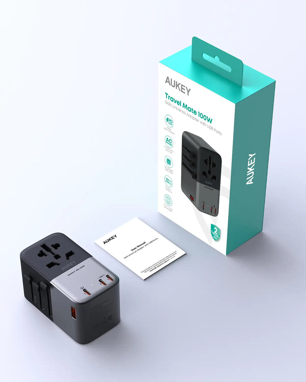 Aukey Travel Mate 100W GaN Universal Adapter with USB ports (PA-TA09A)