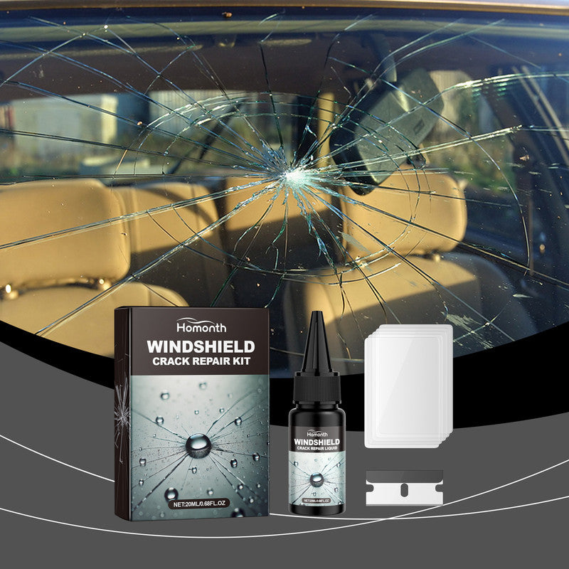 Homonth windshield crack repair kit, car front windshield nano repair liquid set, quickly repairs cracks, clear vision, safe travel