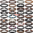 Men's Vintage PU Leather Bracelet Set (36pcs)