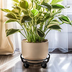 Movable Iron Potted Plant Stand for Home Garden Decoration-Black