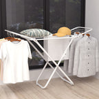 Double Wing Floor Folding Drying Rack For Clothes Quilt Towel-White