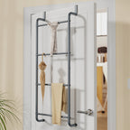 Over The Door Towel Rack Metal Behind Door Hanger for Bathroom Bedroom-Grey