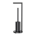 2-in-1 Floor Standing Roll Paper Holder and Toilet Brush For Bathroom and Toilet-Black