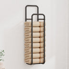 Double-Pole Towel Rack, Wall-Mounted Storage Rack for Bathroom,Black