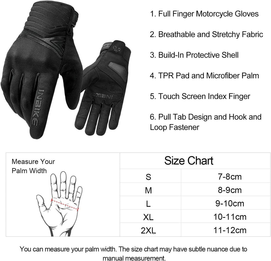 Breathable Mesh Motorcycle Gloves Touchscreen with TPR Palm Pad Hard Knuckle-Back-Medium