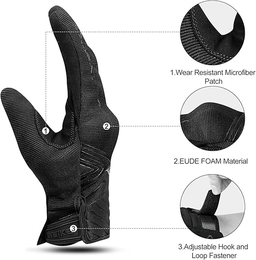 Breathable Mesh Motorcycle Gloves Touchscreen with TPR Palm Pad Hard Knuckle-Back-Medium