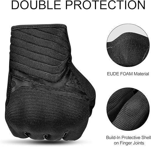 Breathable Mesh Motorcycle Gloves Touchscreen with TPR Palm Pad Hard Knuckle-Black-Large