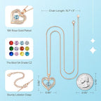 18K Rose Gold Necklaces for Women, 925 Sterling Silver Gifts for Mothers Day, Jewelry for Wife Mom Her Girlfriend, Birthstone Diamond Necklace for Birthday Anniversary, Heart Pendant Jewelry-MAR
