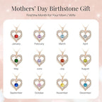 18K Rose Gold Necklaces for Women, 925 Sterling Silver Gifts for Mothers Day, Jewelry for Wife Mom Her Girlfriend, Birthstone Diamond Necklace for Birthday Anniversary, Heart Pendant Jewelry-APR