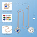 18K Rose Gold Necklaces for Women, 927 Sterling Silver Gifts for Mothers Day, Jewelry for Wife Mom Her Girlfriend, Birthstone Diamond Necklace for Birthday Anniversary, Heart Pendant Jewelry-SEP