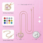 18K Rose Gold Necklaces for Women, 928 Sterling Silver Gifts for Mothers Day, Jewelry for Wife Mom Her Girlfriend, Birthstone Diamond Necklace for Birthday Anniversary, Heart Pendant Jewelry-OCT