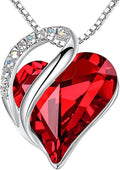nfinity Love Heart Necklace, Birthstone Necklace for Women, Jewelry for Women with Healing Crystals, Allergy Free Pendant Necklace-01-January & July-Siam Ruby Red