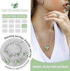 Infinity Love Heart Necklace, Birthstone Necklace for Women, Jewelry for Women with Healing Crystals, Allergy Free Pendant Necklace-08b-August-Light Chrysolite Green