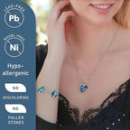 Infinity Love Heart Necklace, Birthstone Necklace for Women, Jewelry for Women with Healing Crystals, Allergy Free Pendant Necklace-09a-September-Bermuda Sapphire Blue