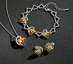 Infinity Love Heart Necklace, Birthstone Necklace for Women, Jewelry for Women with Healing Crystals, Allergy Free Pendant Necklace-11a-November-Amber Brown