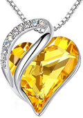 Infinity Love Heart Necklace, Birthstone Necklace for Women, Jewelry for Women with Healing Crystals, Allergy Free Pendant Necklace-11b-November-Citrine Yellow