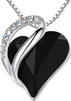 Infinity Love Heart Necklace, Birthstone Necklace for Women, Jewelry for Women with Healing Crystals, Allergy Free Pendant Necklace-13b-Protection-Jet Black