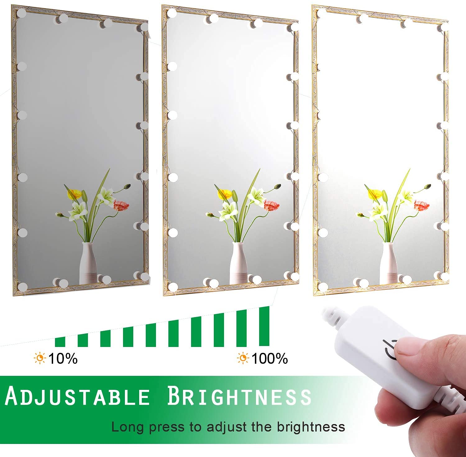 Hollywood Mirror Lights Makeup Vanity Lights, LED Vanity Mirror Lights Kit for Dressing Table, Dimmable and Adapter Plug in, Mirror Not Included (16 Bulbs Natural White)
