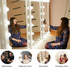 LED Makeup Vanity Lights with 14 Dimmable Light Bulbs, Hollywood Style Cosmetic Mirror Lights, USB Cable, 3 Color Modes for Dressing Room Tabletop Bedroom