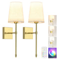 Battery Operated Wall Sconce, 5000mAh Rechargeable Dimmable RGB Wall Sconce Set of 2 with Remote, 3 Color Temperature Indoor Battery Powered Wall Lamp Light for Bedroom Living Room