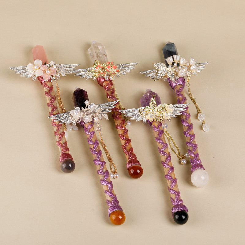 Handmade Crystal Wand, Raw Gemstone Scepter, Natural Magic Wand amethyst