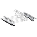 40cm Chrome Iron Clothes Hangers with Non-Slip Clips, 10-Pack Metal Trouser Hangers for Pants Shorts Skirt Socks Underwear, Silver