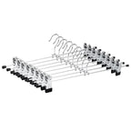 40cm Chrome Iron Clothes Hangers with Non-Slip Clips, 10-Pack Metal Trouser Hangers for Pants Shorts Skirt Socks Underwear, Silver