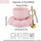 Cute Pink Ceramic Coffee Cup with Saucer Flower Spoon and Sunflower Coaster