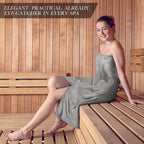 Sauna Skirt for Women with Pockets and Buttons Long Towel Grey