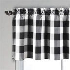 Checkered Kitchen Curtain Farmhouse Style 3-Pack Window Decoration in Black and White