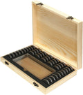 Wooden Coin Capsules Holder Case, Coin Storage Box Banknotes Collection Holder with Lock, Coin Collector Organizer Coin Display Commemorative Case for 40 Coins and 100 Banknotes