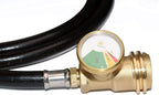 5 Feet Propane Tank Extension Hose with Gauge -Leak Detector Replacement for Gas Grill, Heater and All Other Propane Appliances, Acme to Male QCC/POL Fittings