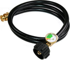 5 FT Propane Hose Adapter with Propane Tank Gauge for Weber Q1200, 1000 Propane Grill, 1 lb to 20 lb Propane Converter Hose for Propane Stove, Tabletop Grill and More 1lb Portable Appliance