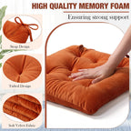 Memory Foam Chair Cushions Set of 4, Thick Indoor Seat Cushions for Dining Chairs Tufted Seat Pads for Kitchen, Dining Room, Office, (Orange,15.5"x15.5"x4")