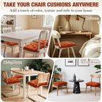 Memory Foam Chair Cushions Set of 4, Thick Indoor Seat Cushions for Dining Chairs Tufted Seat Pads for Kitchen, Dining Room, Office, (Orange,15.5"x15.5"x4")