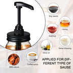4 Pack Mason Canning Jar Syrup Dispenser Coffee Syrup Dispenser Pump Lids Set with Labels and Pen Honey Pump for 16 oz Regular Mouth Mason Canning Jars