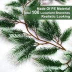 6 Ft Snow Flocked Norfolk Pine Cedar Realistic Pine Artificial Greenery Garlands for Decoration Xmas Mantle Fireplace Table Winter Decor