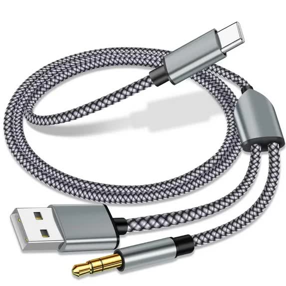 USB C to 3.5mm Aux Audio Cable with Charging, 2 in 1 USB C to 3.5mm Car Stereo Headset Audio Cable with PD 18W Charging Compatible with iPhone 16/15, Samsung Galaxy S25/S24/S23/S22+, Google Pixel 8 7
