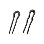 Carved Hair Forks for Buns for Women Two Prong Hair Stick for Long Hair U Shape Wood Hair Pin Handmade Hair Accessories(2pack)